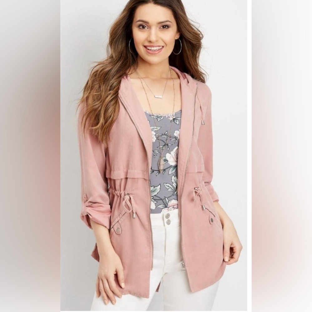 NWOT Maurices Sinched Waist Mauve Utility Anorak Jacket